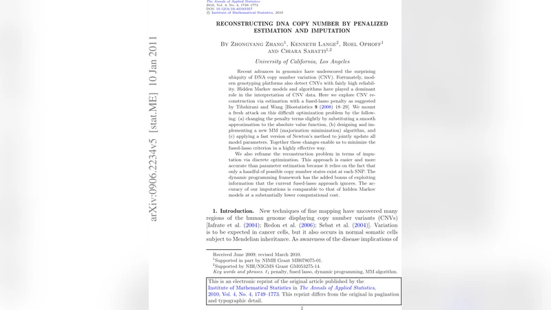 Reconstructing DNA copy number by penalized estimation and imputation