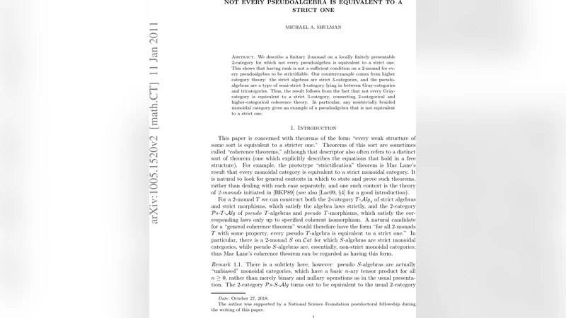 Not every pseudoalgebra is equivalent to a strict one