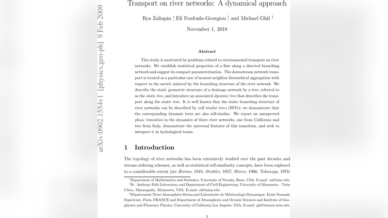 Transport on river networks: A dynamical approach