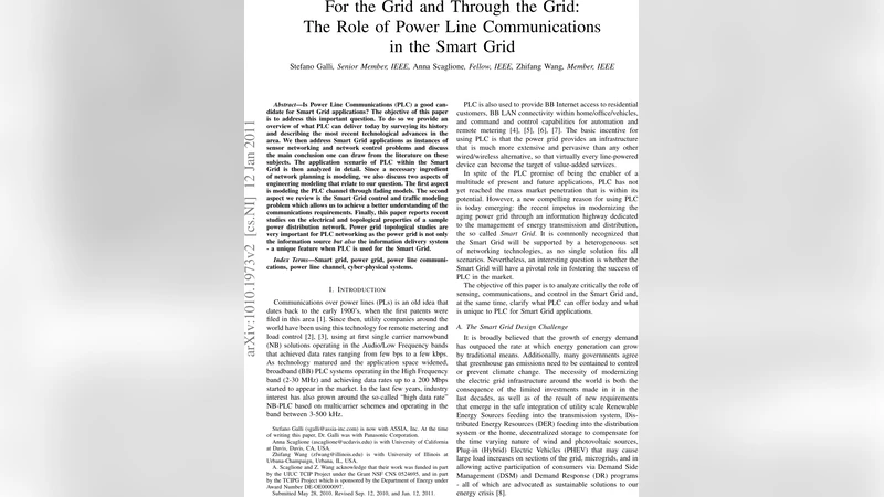 For the Grid and Through the Grid: The Role of Power Line Communications   in the Smart Grid