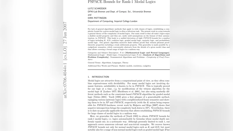 PSPACE Bounds for Rank-1 Modal Logics
