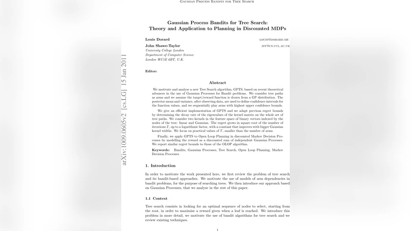 Gaussian Process Bandits for Tree Search: Theory and Application to   Planning in Discounted MDPs