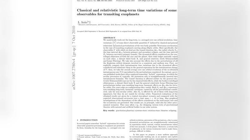 Classical and relativistic long-term time variations of some observables   for transiting exoplanets