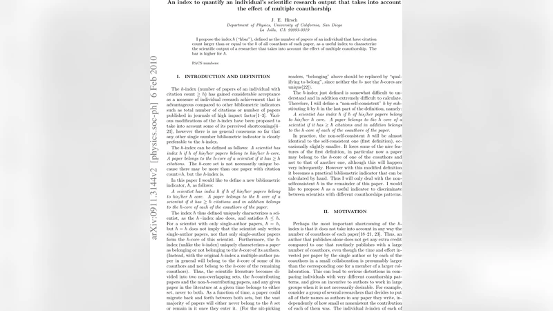 An index to quantify an individuals scientific research output that   takes into account the effect of multiple coauthorship