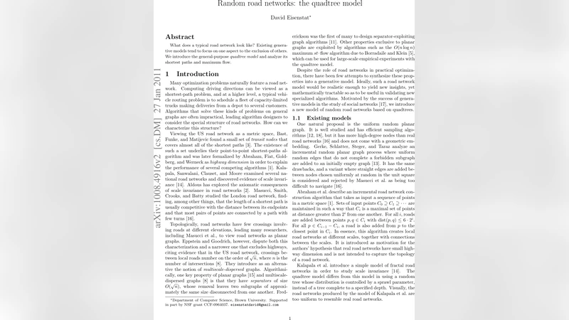 Random road networks: the quadtree model