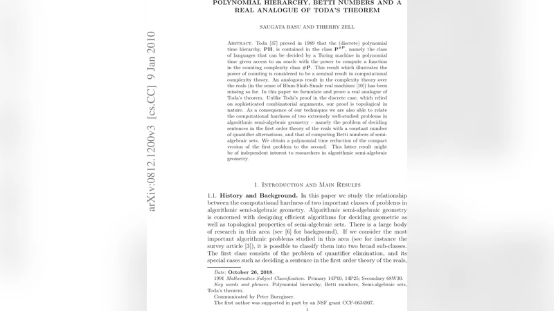 Polynomial hierarchy, Betti numbers and a real analogue of Todas   theorem
