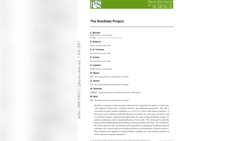 The RooStats Project