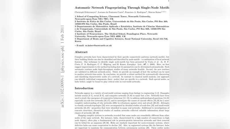 Automatic Network Fingerprinting through Single-Node Motifs