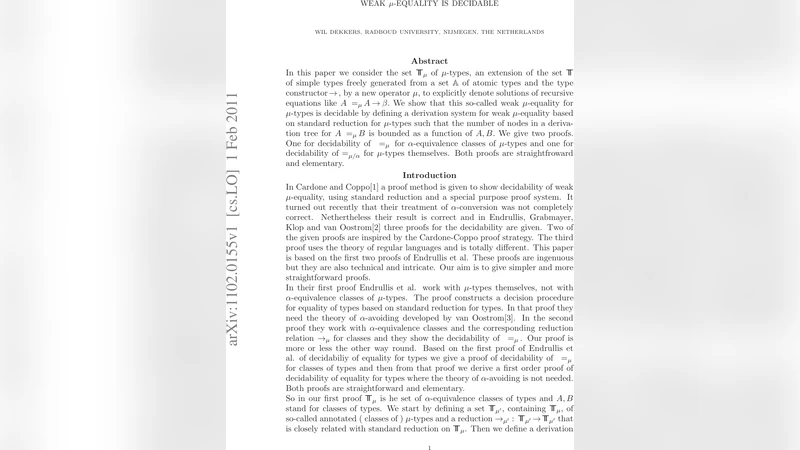 Weak mu-equality is decidable