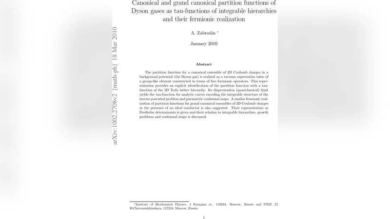 Canonical and grand canonical partition functions of Dyson gases as   tau-functions of integrable hierarchies and their fermionic realization