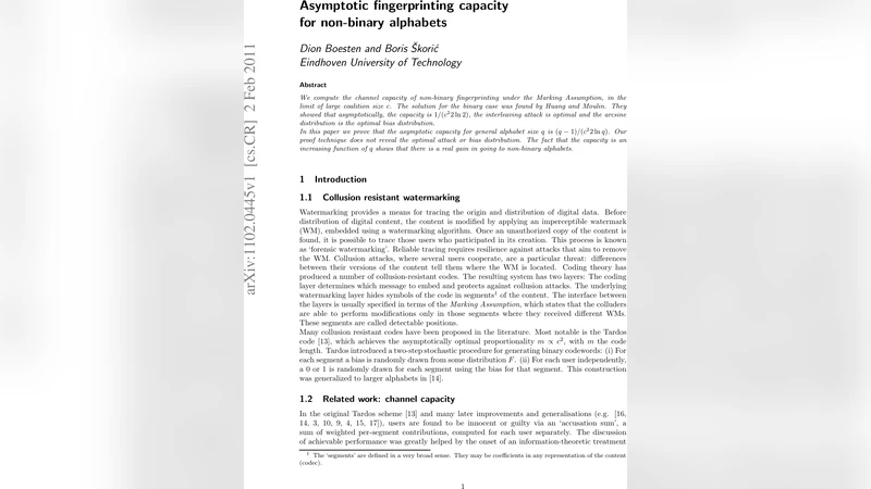 Asymptotic fingerprinting capacity for non-binary alphabets