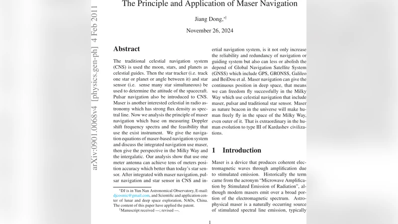 The Principle and Application of Maser Navigation