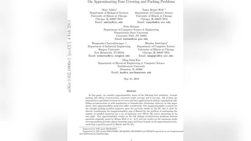 On Approximating Four Covering and Packing Problems