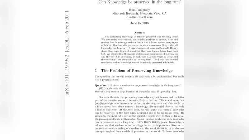 Can Knowledge be preserved in the long run?