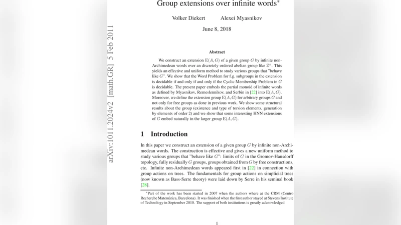 Group extensions over infinite words