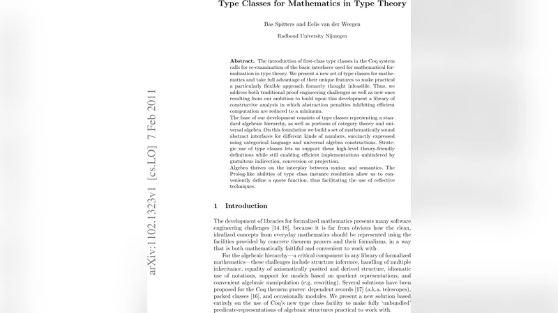Type Classes for Mathematics in Type Theory