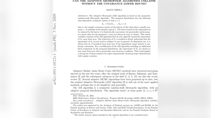 Can the Adaptive Metropolis Algorithm Collapse Without the Covariance   Lower Bound?