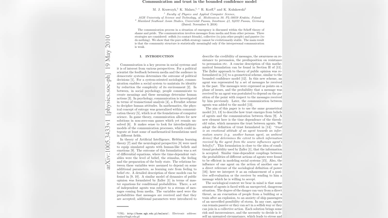 Communication and trust in the bounded confidence model