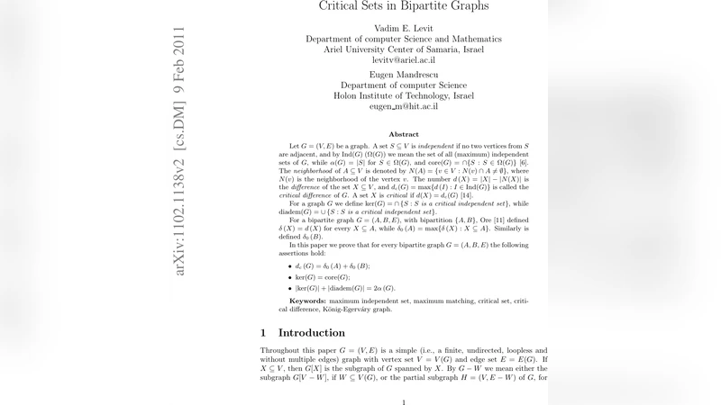Critical Sets in Bipartite Graphs