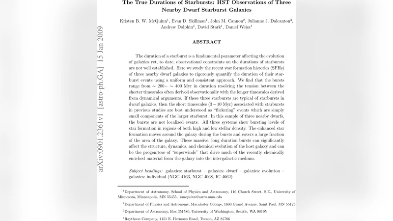 The True Durations of Starbursts: HST Observations of Three Nearby Dwarf   Starburst Galaxies
