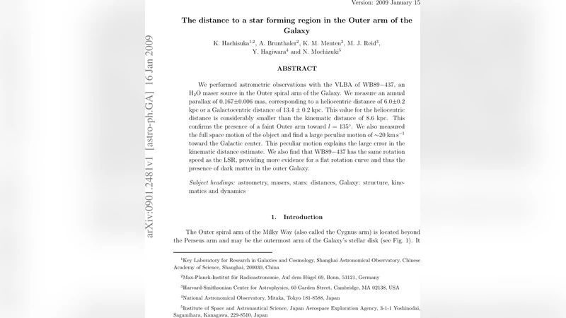 The distance to a star forming region in the Outer arm of the Galaxy