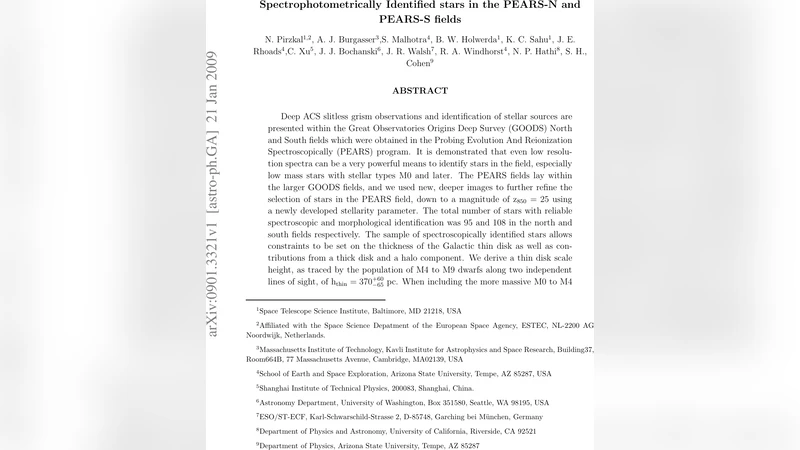 Spectrophotometrically Identified stars in the PEARS-N and PEARS-S   fields
