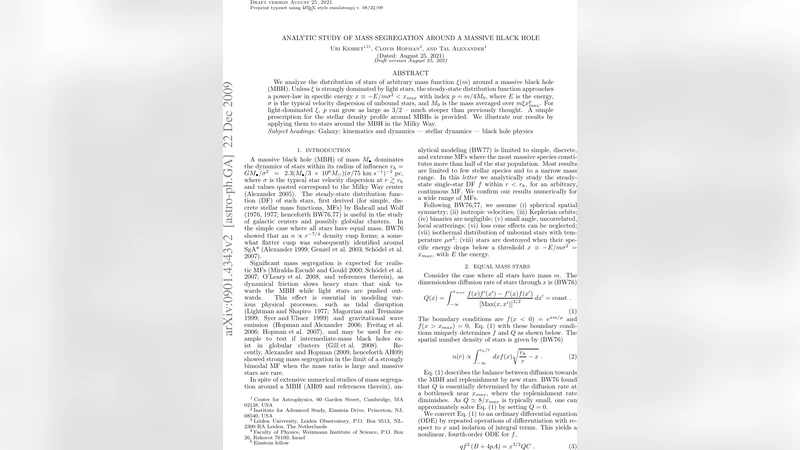 Analytic study of mass segregation around a massive black hole
