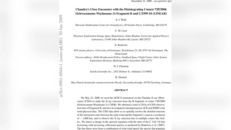 Chandras Close Encounter with the Disintegrating Comets 73P/2006   (Schwassmann--Wachmann--3) Fragment B and C/1999 S4 (LINEAR)