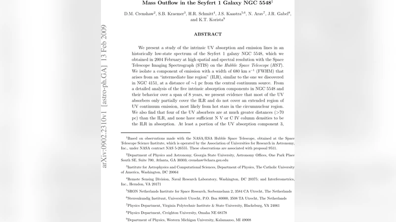 Mass Outflow in the Seyfert 1 Galaxy NGC 5548