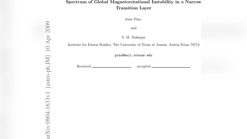 Spectrum of Global Magnetorotational Instability in a Narrow Transition   Layer