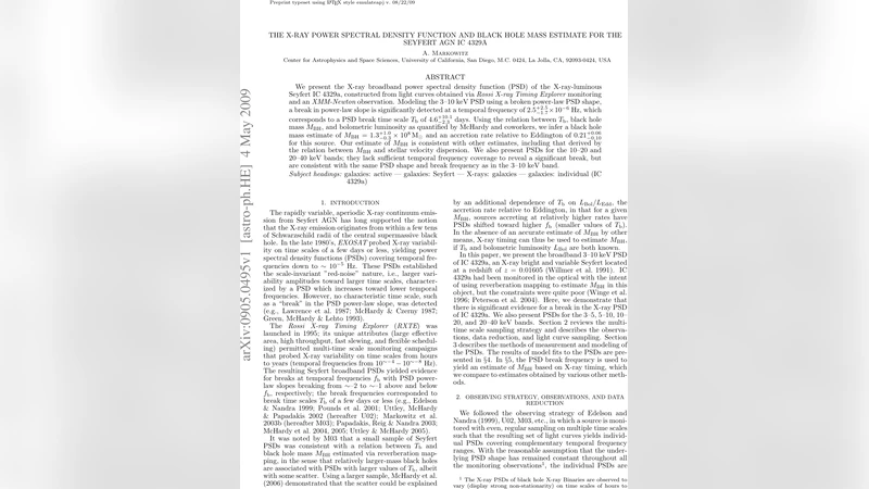 The X-ray Power Spectral Density Function and Black Hole Mass Estimate   for the Seyfert AGN IC 4329a