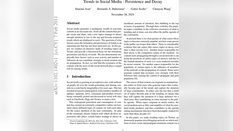 Trends in Social Media : Persistence and Decay