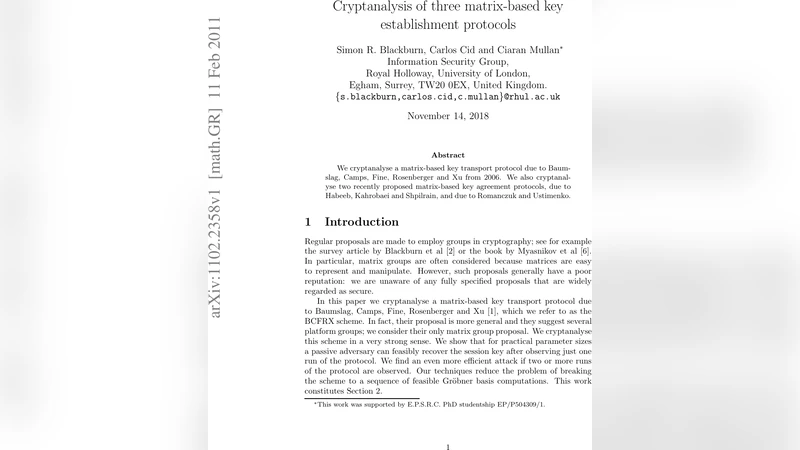 Cryptanalysis of three matrix-based key establishment protocols