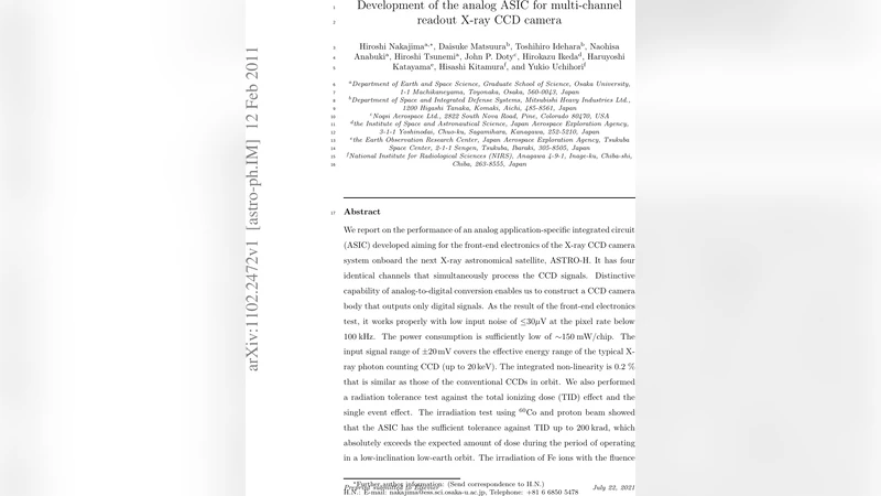 Development of the analog ASIC for multi-channel readout X-ray CCD   camera