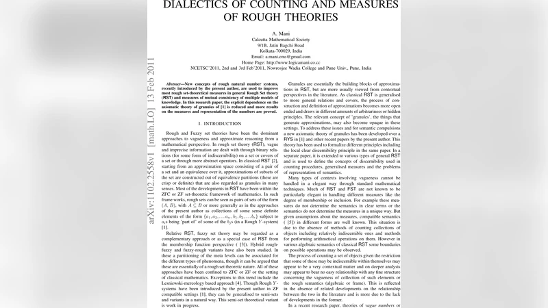 Dialectics of Counting and Measures of Rough Theories