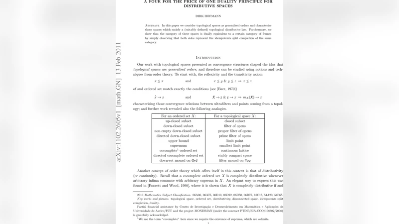 A four for the price of one duality principle for distributive spaces