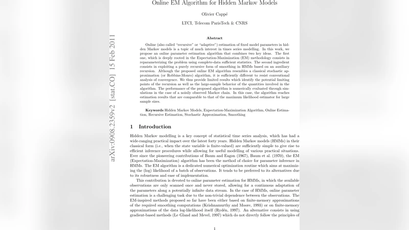Online EM Algorithm for Hidden Markov Models