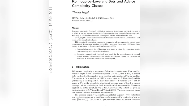 Kolmogorov-Loveland Sets and Advice Complexity Classes