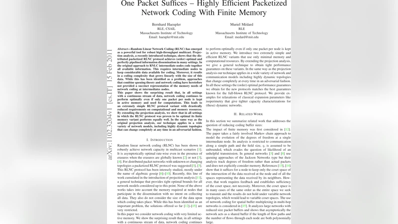 One Packet Suffices - Highly Efficient Packetized Network Coding With   Finite Memory