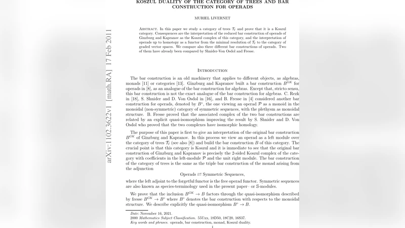 Koszul duality of the category of trees and bar construction for operads