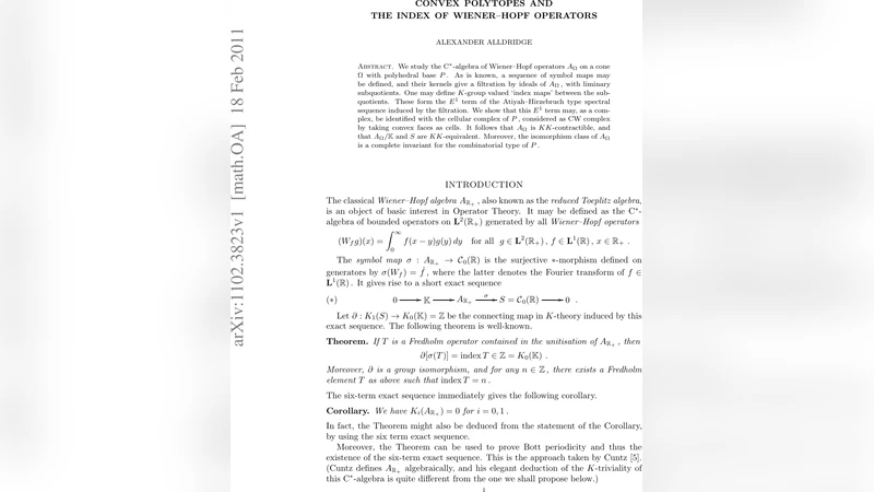 Convex polytopes and the index of Wiener-Hopf operators