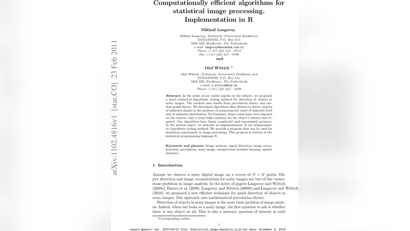 Computationally efficient algorithms for statistical image processing.   Implementation in R