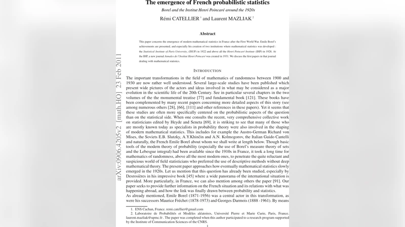 The emergence of French statistics. How mathematics entered the world of   statistics in France during the 1920s