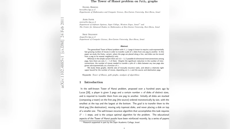 The Tower of Hanoi problem on Path_h graphs