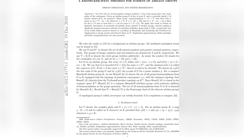 A Kronecker-Weyl theorem for subsets of abelian groups