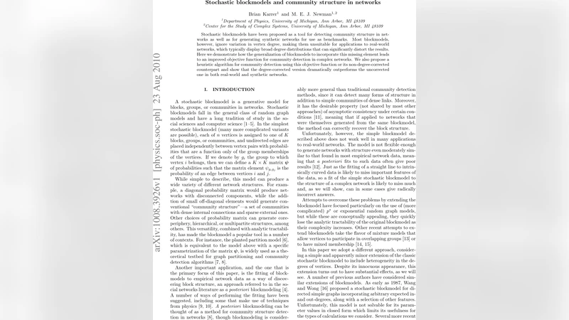Stochastic blockmodels and community structure in networks