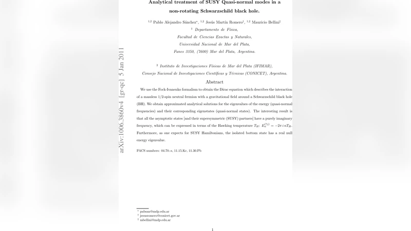 Analytical treatment of SUSY Quasi-normal modes in a non-rotating   Schwarzschild black hole