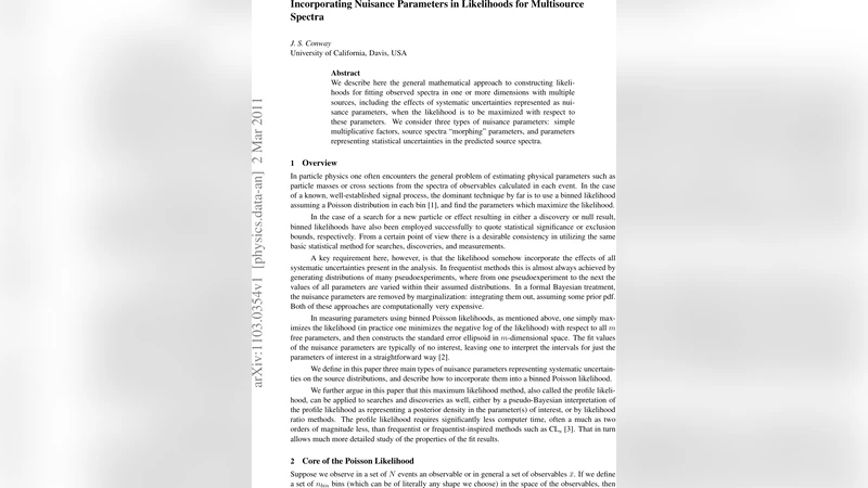 Incorporating Nuisance Parameters in Likelihoods for Multisource Spectra