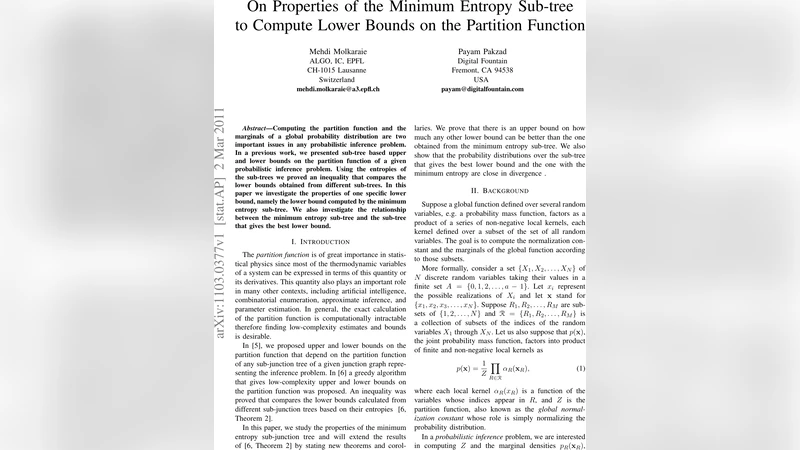 On Properties of the Minimum Entropy Sub-tree to Compute Lower Bounds on   the Partition Function