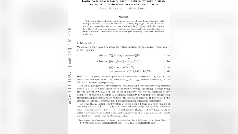 Bang--bang trajectories with a double switching time: sufficient strong   local optimality conditions